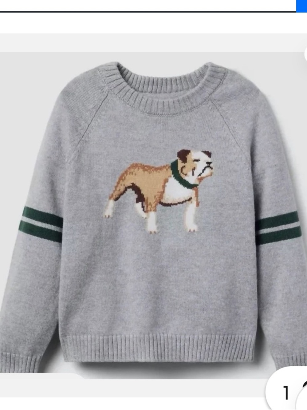 Janie and Jack Boys Gray Bulldog Knit Sweater - Size 3